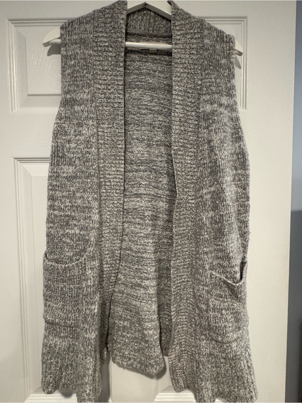 LOFT Gray Marled Sleeveless Open-Front Cardigan Vest
